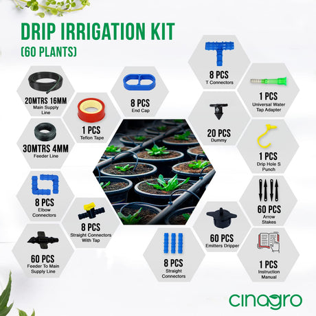 Cinagro Plants Drip Irrigation Kit (60 Plants Kit)